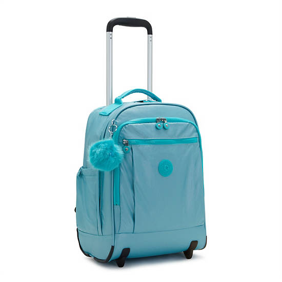 Kipling Gaze Large Metallic Rolling Backpacks Natural Aqua Metallic | AU 1530WN